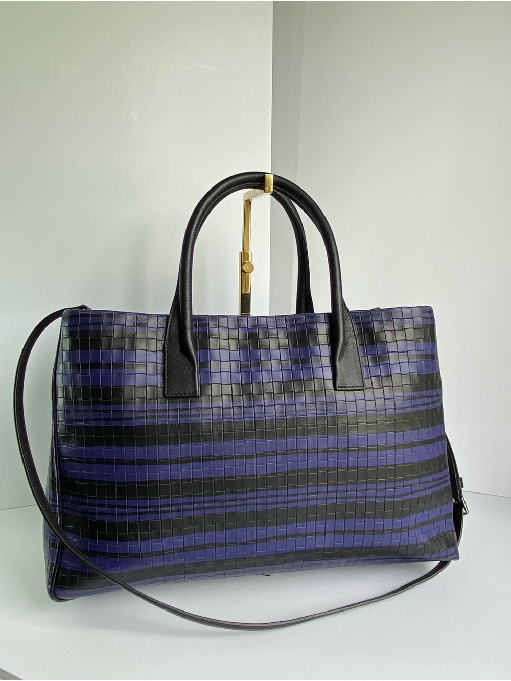 Coach Bleecker Woven Purple and Black Leather Satchel - Picture 6 of 13
